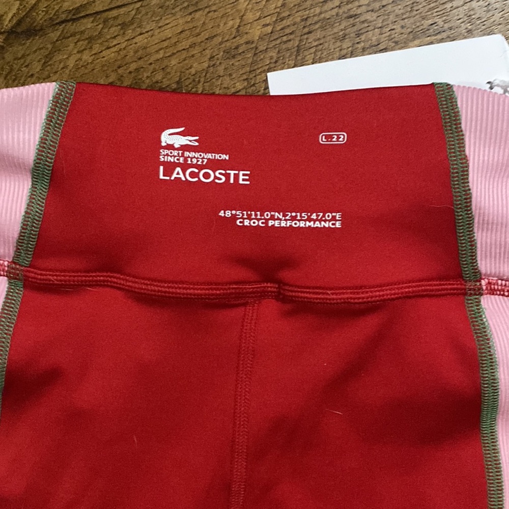 💥HOST PICK💥 NWT LACOSTE SPORT COLOUR-BLOCK SPORT LEGGING RED, PINK, GREEN - Picture 8 of 12